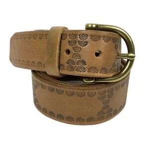 Eddie Bauer Ladies Belt Size Small Brown Tooled Leather Made in USA